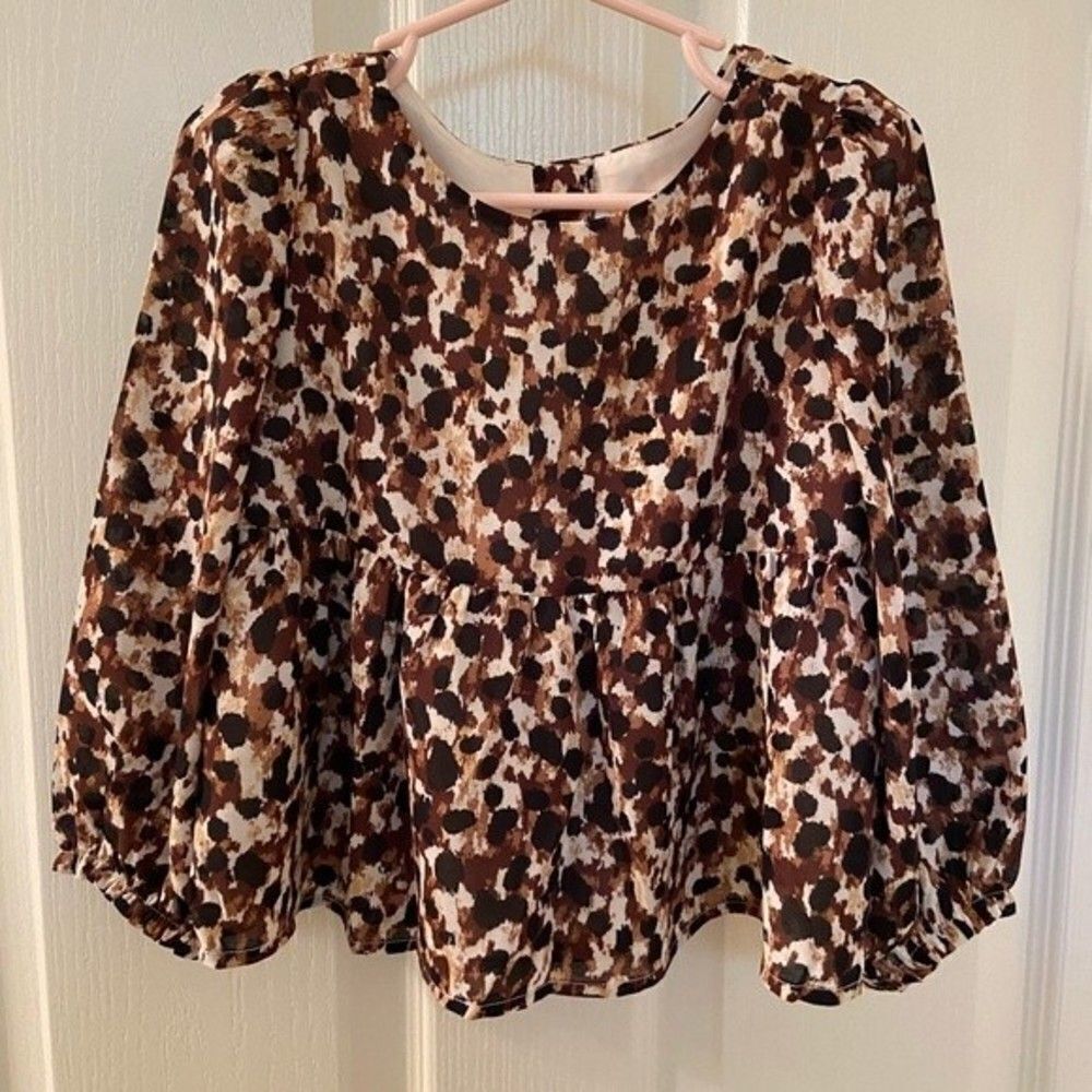 Janie and Jack x Rachel Zoe Leopard Print Top Long Sleeve Girls Size 3 NWT